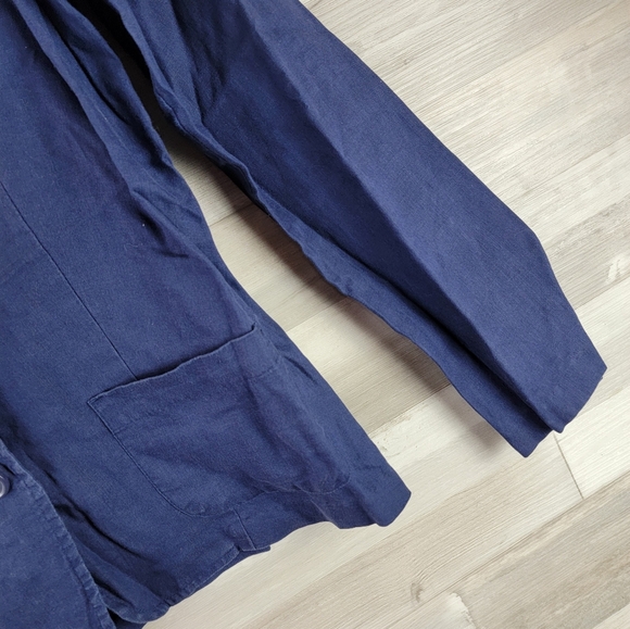 Vintage Spiegel Navy Linen Blazer Jacket Women's Size 10 - Picture 6 of 13